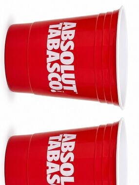 Set of 2 Absolut Tabasco Promotional Red Plastic Party Cups